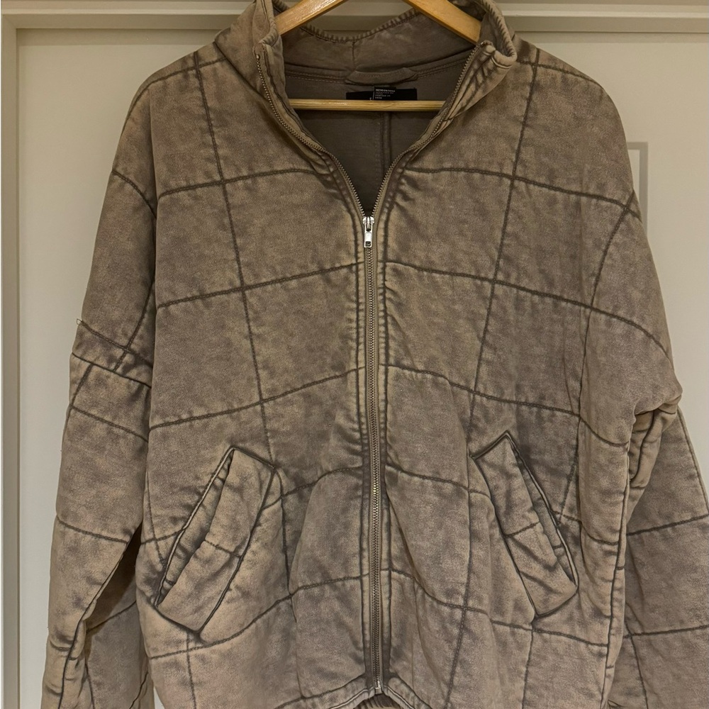 Forever 21 Tan Quilted Bomber Jacket